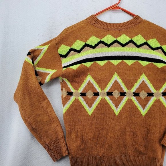 ULTRA FLIRT Sweater Women’s Long Sleeve Geometric Pattern Brown Small - Picture 8 of 10